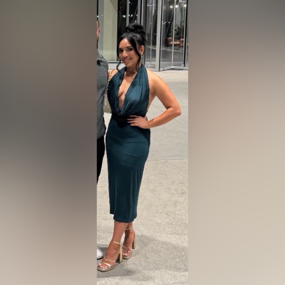 Lulu's Teal Backless Dress